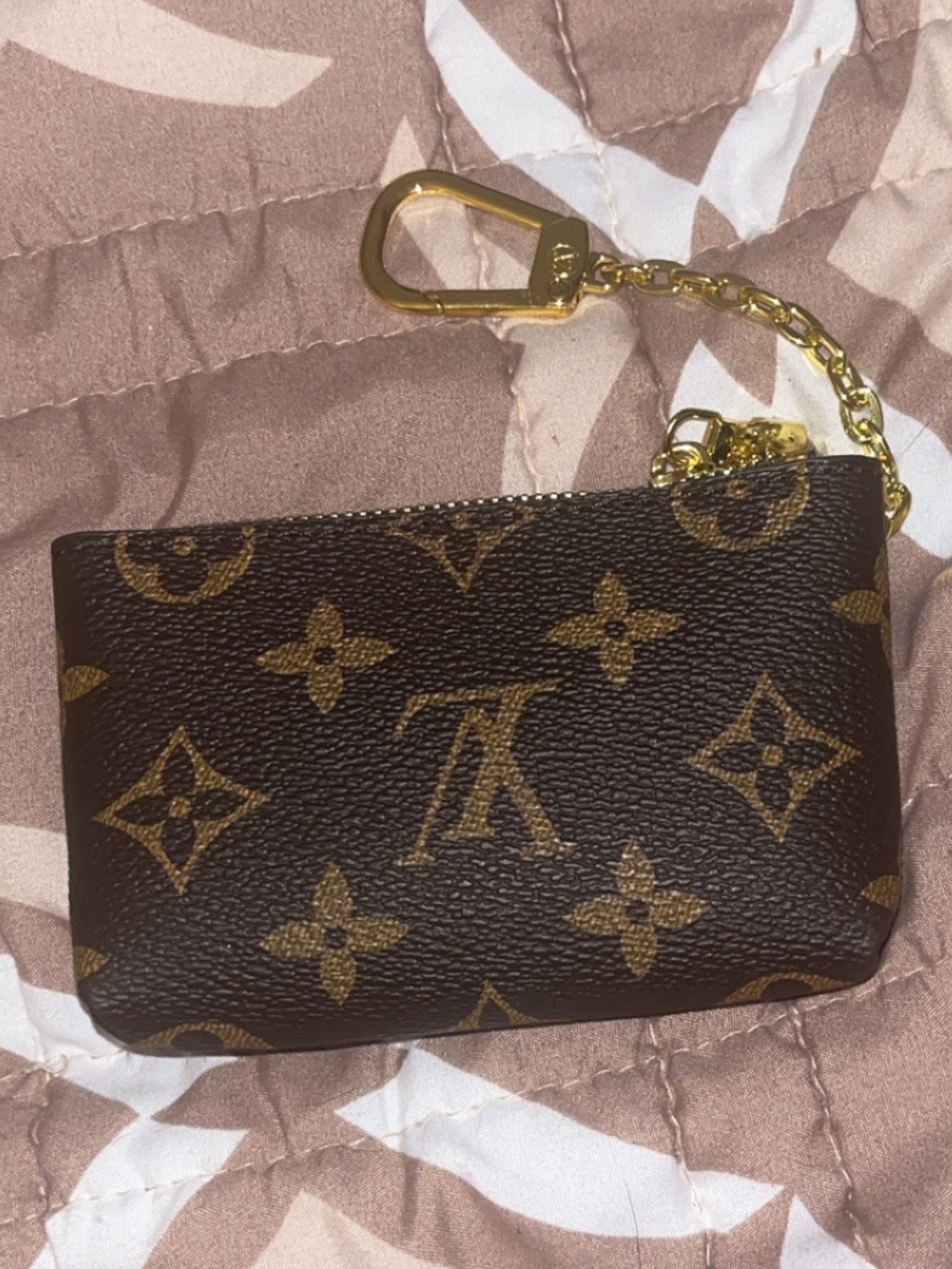 Louis Vuittton Luxury Monogram Coin Pouch Keychain - Brown/Gold